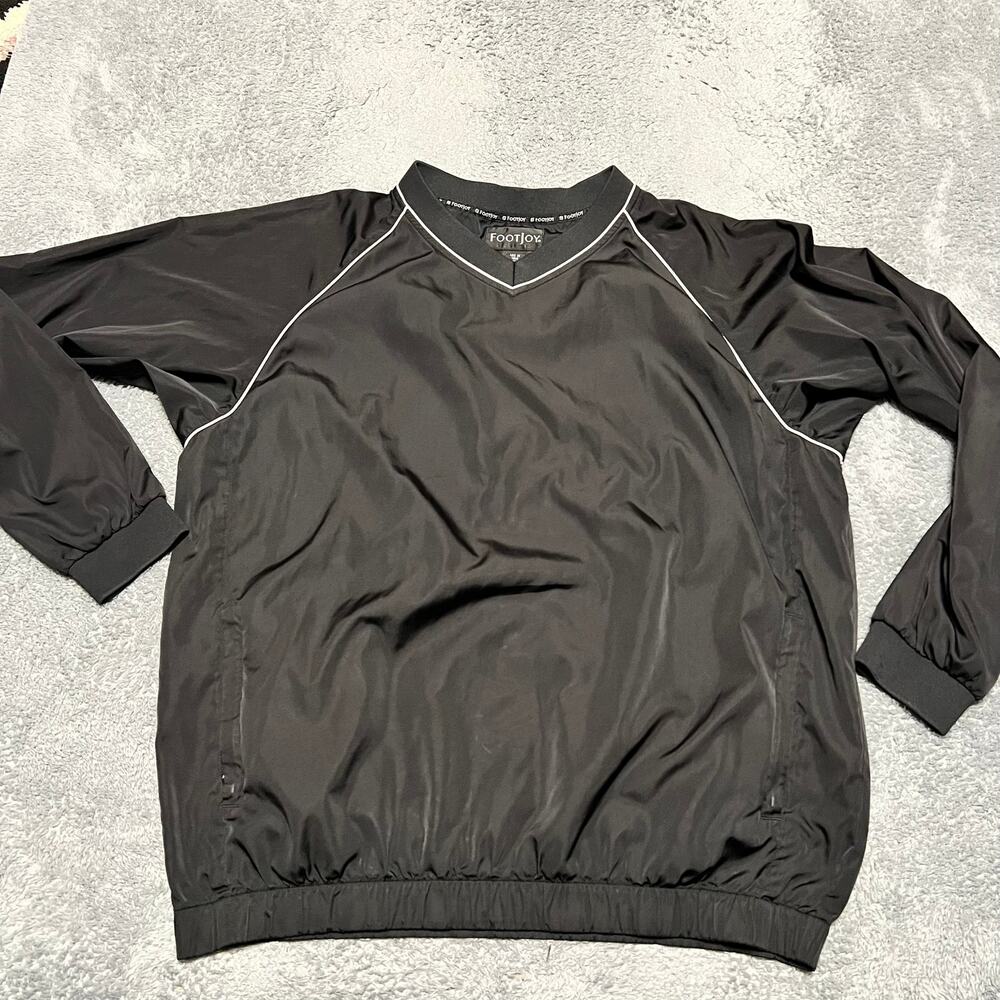 Footjoy Windbreaker Golf Jacket Mens XL Black White Pullover